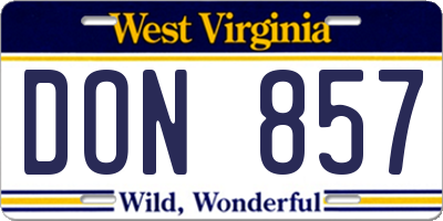 WV license plate DON857