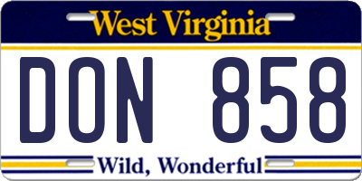 WV license plate DON858