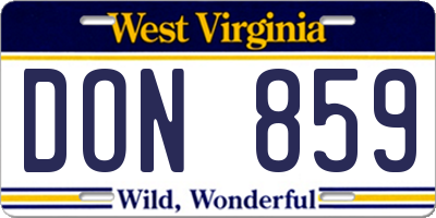 WV license plate DON859