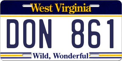WV license plate DON861