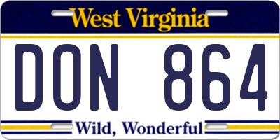 WV license plate DON864