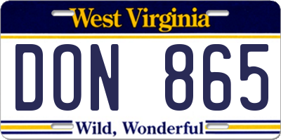 WV license plate DON865
