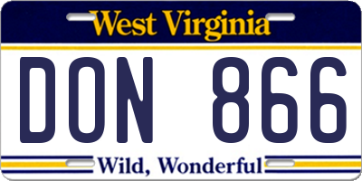 WV license plate DON866