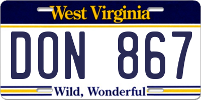 WV license plate DON867