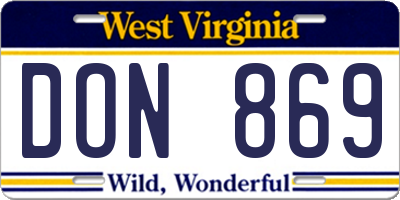 WV license plate DON869