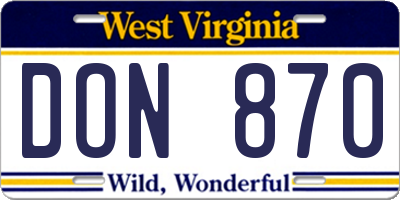 WV license plate DON870