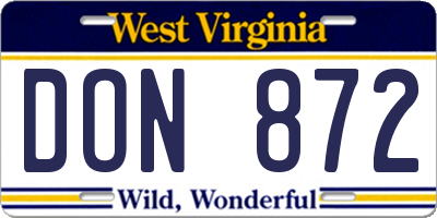 WV license plate DON872