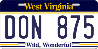 WV license plate DON875