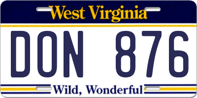 WV license plate DON876