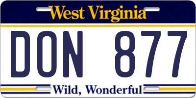 WV license plate DON877