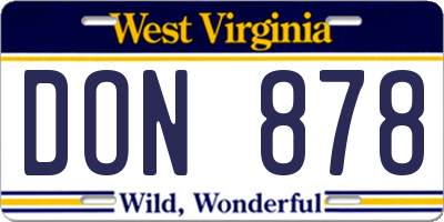 WV license plate DON878