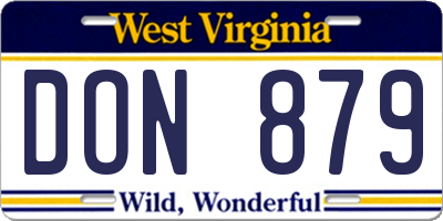 WV license plate DON879