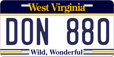 WV license plate DON880