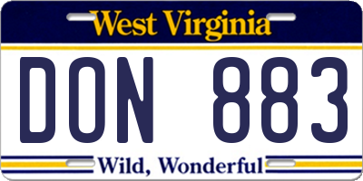 WV license plate DON883