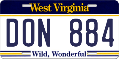 WV license plate DON884