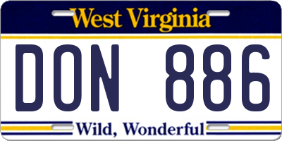 WV license plate DON886