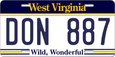 WV license plate DON887