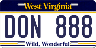 WV license plate DON888