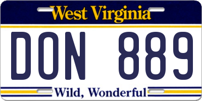 WV license plate DON889