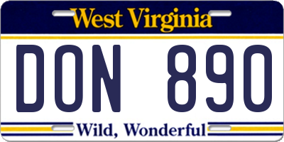 WV license plate DON890