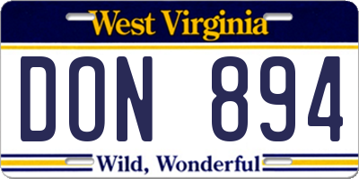 WV license plate DON894