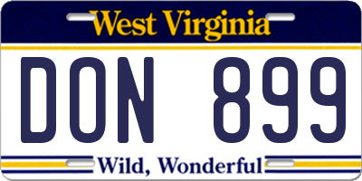 WV license plate DON899