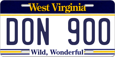 WV license plate DON900