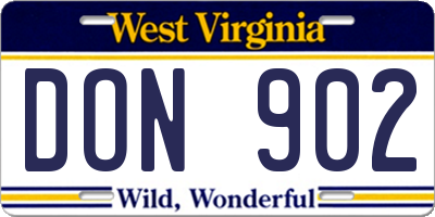 WV license plate DON902