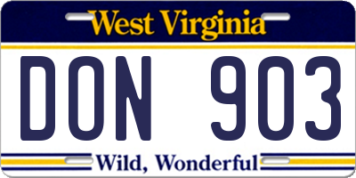 WV license plate DON903