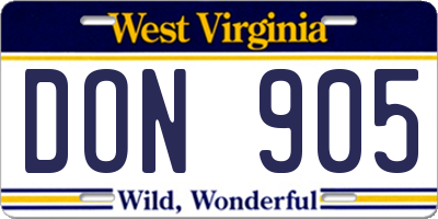 WV license plate DON905