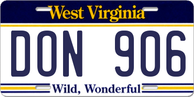 WV license plate DON906