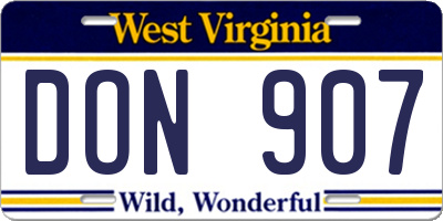WV license plate DON907
