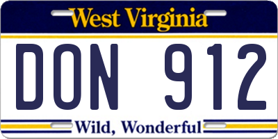 WV license plate DON912