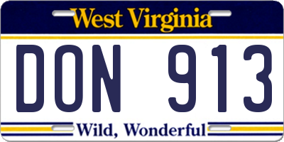 WV license plate DON913