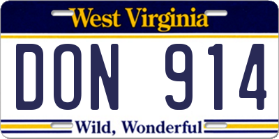 WV license plate DON914