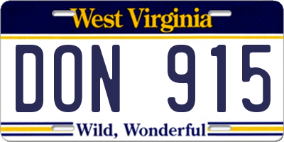 WV license plate DON915