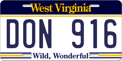 WV license plate DON916
