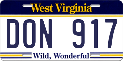 WV license plate DON917