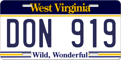WV license plate DON919