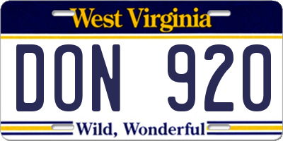 WV license plate DON920