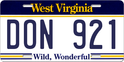 WV license plate DON921