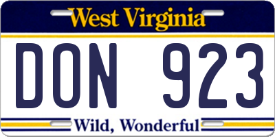 WV license plate DON923