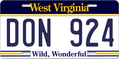 WV license plate DON924