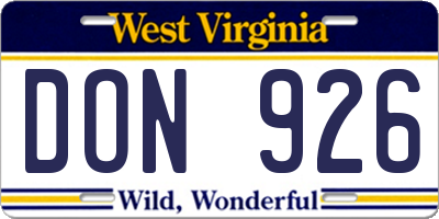 WV license plate DON926