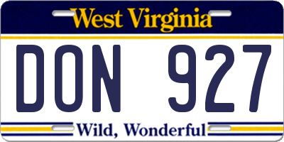 WV license plate DON927