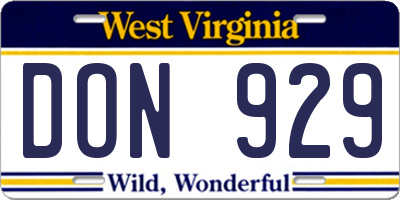 WV license plate DON929