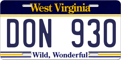 WV license plate DON930