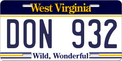 WV license plate DON932
