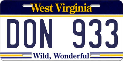 WV license plate DON933