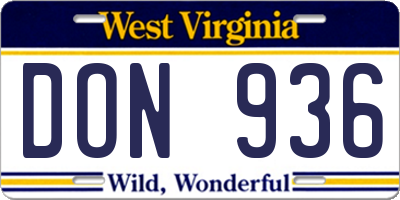 WV license plate DON936